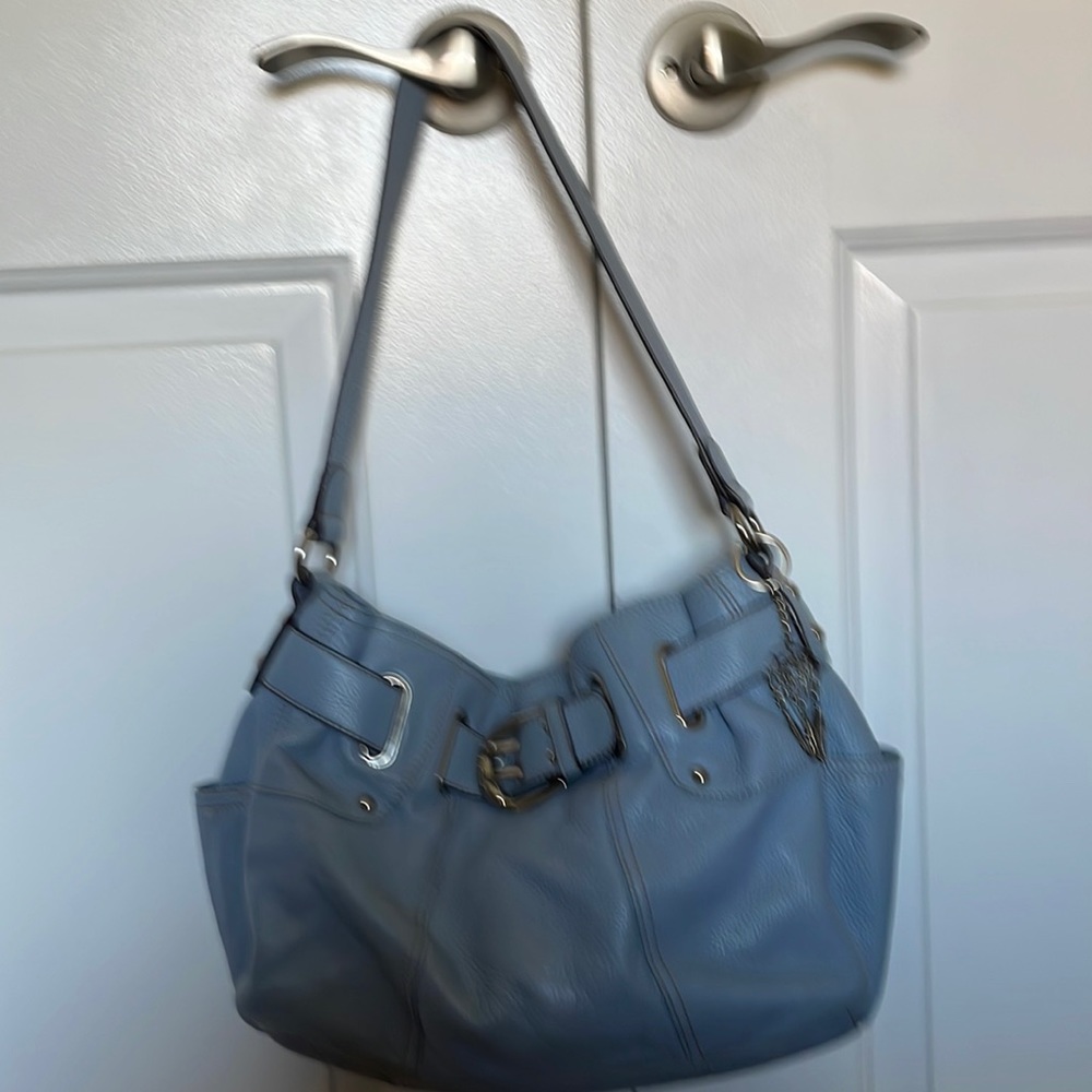 Tignanello light blue leather handbag